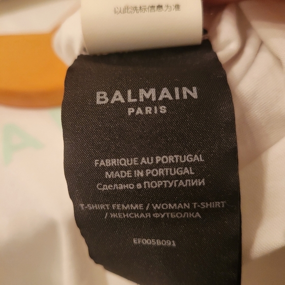 Balmain Gold Button Tee Shirt White S - Picture 7 of 9